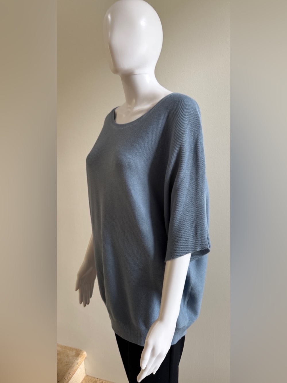 QUINCE Lightweight Cotton Cashmere Link-Stitch Dolman Sweater, Large - Picture 7 of 9